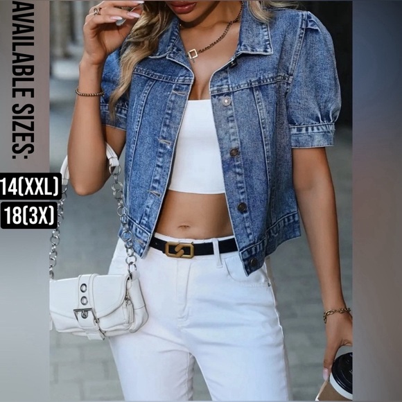 NIP- Plus Size Cropped Denim Jacket - Picture 6 of 6